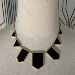 HOUSE of HARLOW l 1960 Leather and Gold Geometric Necklace